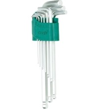 L-tipo šešiakampių vidutinių, apvalia galvute raktų rinkinys 9vnt.