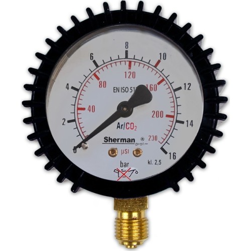 Slėgio matuoklis ⌀ 63 mm, skirtas TURBO argono/CO₂ reduktoriui (MIX) - Darbinis 16 barų