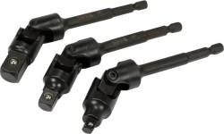 1/4" + 3/8" + 1/2" Dr. Drill socket swivel adapter set 3pcs