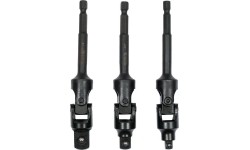 1/4" + 3/8" + 1/2" Dr. Drill socket swivel adapter set 3pcs