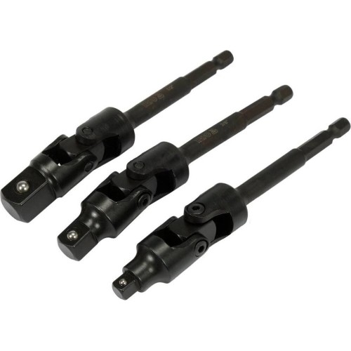 1/4" + 3/8" + 1/2" Dr. Drill socket swivel adapter set 3pcs