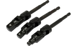 1/4" + 3/8" + 1/2" Dr. Drill socket swivel adapter set 3pcs