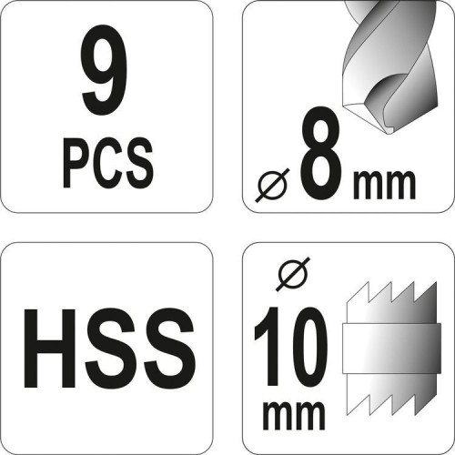 Drill welding points set 9pcs (HSS)