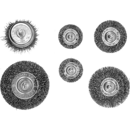 Wire brush with shank set 6pcs INOX