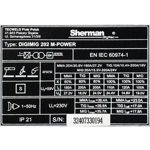 Pusautomačio KOMPLEKTAS Sherman DIGIMIG 202 M-POWER
