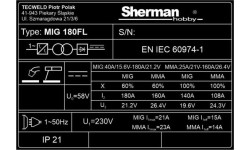 Inverterinis suvirinimo aparatas Sherman MIG 180FL