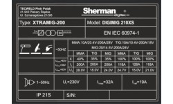 Inverter welder Sherman DIGIMIG 210XS