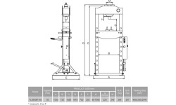 Hydraulic shop press with gauge 50t (foot pump)