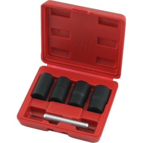 Twist locking wheel nut removal set 5pcs., 1/2" Dr.