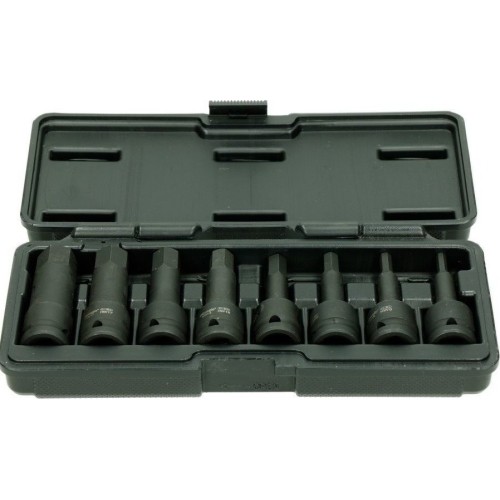 1/2" Prailgintų galvučių smūginių su antgaliais rinkinys (HEX) 8vnt.