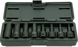1/2" Prailgintų galvučių smūginių su antgaliais rinkinys (HEX) 8vnt.