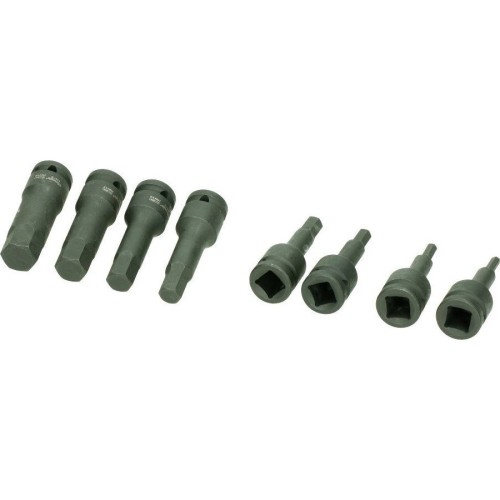 1/2" Prailgintų galvučių smūginių su antgaliais rinkinys (HEX) 8vnt.