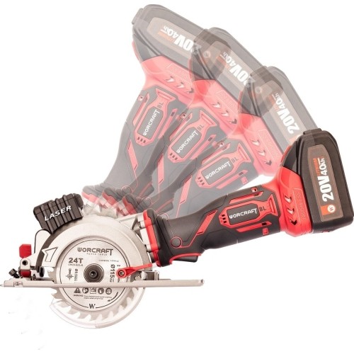 Akumuliatorinis diskinis pjūklas 115mm su laseriu 20V LI-ION