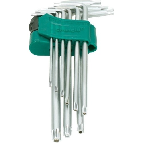 L-type hex key TORX extra long set 9pcs. (T10-T50) with hole