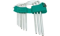 L-tipo šešiakampių TORX prailgintų raktų rinkinys 9vnt. (T10-T50) su kiauryme