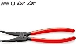Replės išoriniams žiedams. Lenktos 200mm (be skylučių) KNIPEX