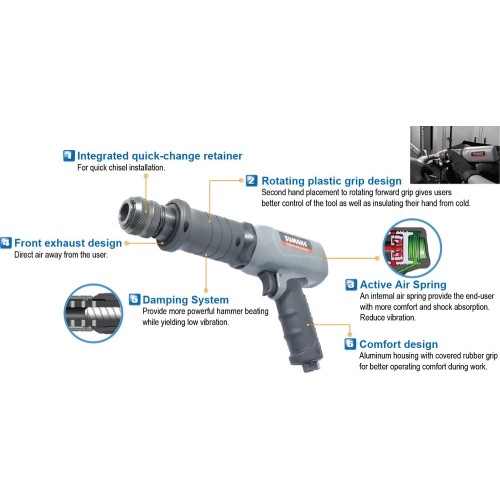 Air hammer 190mm (round 10mm) kit 5pcs