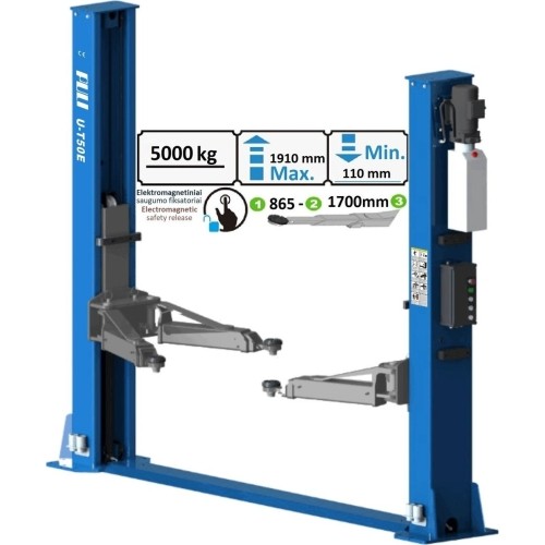 Two post floor type lift with electromagnetic release 5t