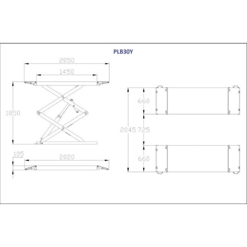 Scissor hydraulic lift, 3t, 380V