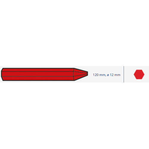 Kreidelė be etiketės, universalios, padangų žymėjimui, Ø12mm, 120mm - Red