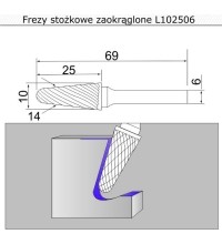 Rounded conical cutter (L) - 10
