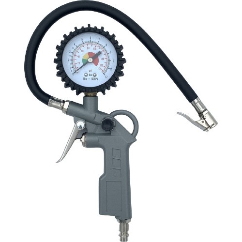 Tire inflating gun with manometer