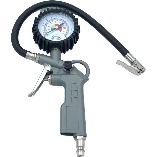 Tire inflating gun with manometer