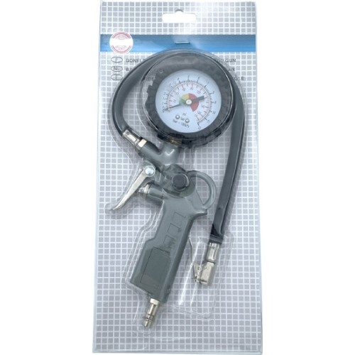 Tire inflating gun with manometer