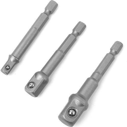 1/4" + 3/8" + 1/2" Dr. Drill socket adapter set 3pcs.