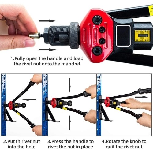 Riveter nut tool M3-M12 with 70pcs. rivets