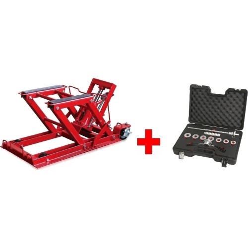 Motorcycle lift jack 400kg + Steering head bearing assembly tool kit for motorcycles