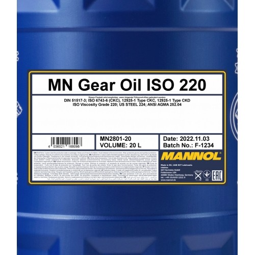 Gear Oil ISO 220 MN2801 1l Transmission fluid MANNOL