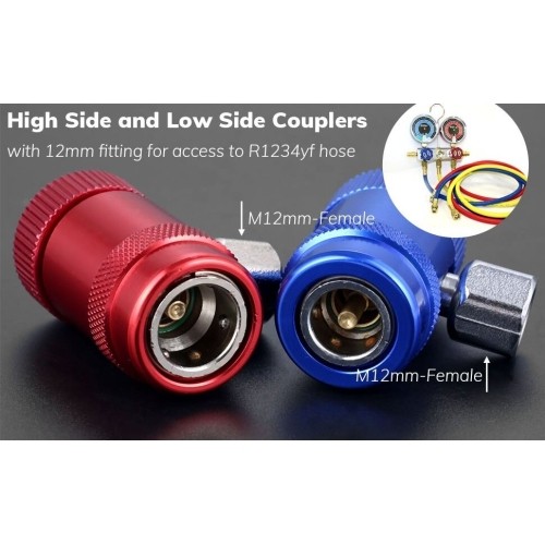 AC R1234yf quick coupler 1/4'' male port high/low 2pcs