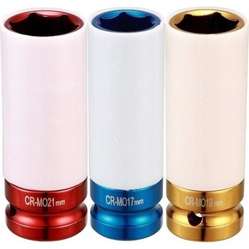 1/2'' Prailgingtų smūginių galvučių rato raktams rinkinys 3vnt.