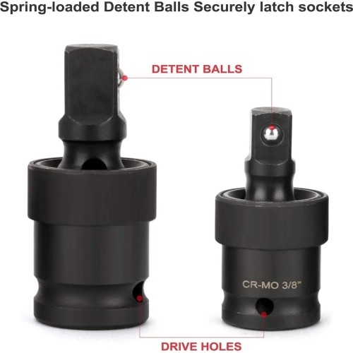 1/4" + 3/8" + 1/2" Dr. Impact universal joint set 3pcs.