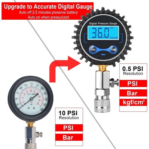Kompresijos matuoklio benzininiam varikliui rinkinys 8vnt. (skaitmeninis)