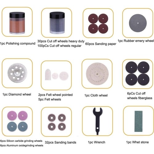 Accessories set (302pcs) for mini grinder