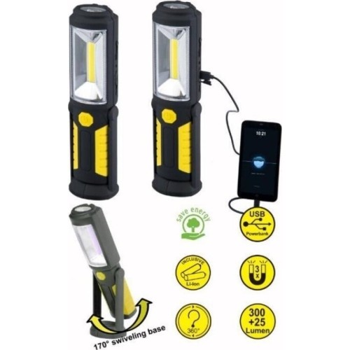 Prožektorius darbui COB (3W) + LED5 (įkraunamas)