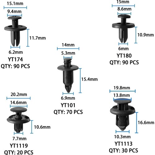 Plastic Push-Type Clip Assortment (620pcs)