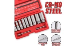Pažeistų veržlių atsukėjų 3/8'' rinkinys 11vnt. (6-19mm)