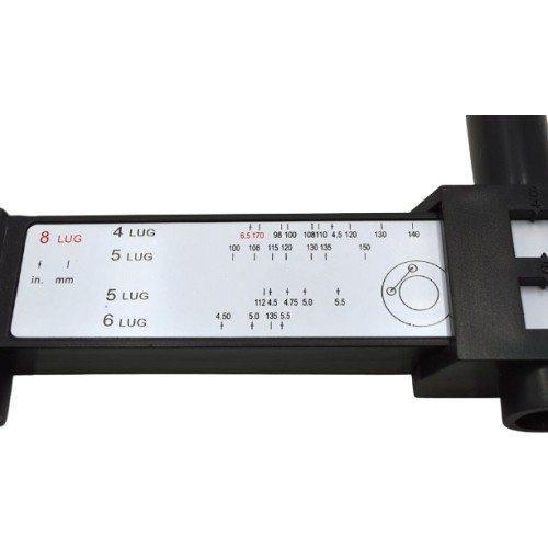 Wheel/rim bolt pattern measuring tool