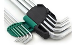 L-tipo šešiakampių prailgintų, apvalia galvute raktų rinkinys 9 vnt. (1.5-10 mm)