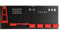 Įrankių stendas (metalinis)(pakabinamas) su dėžutėmis ir laikikliais 34vnt.