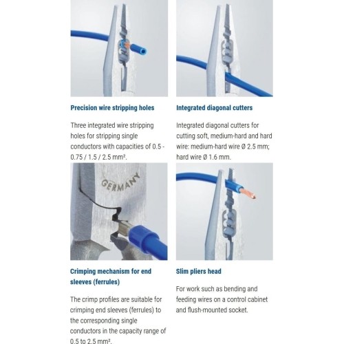 Prailgintos replės elektrikui 160mm, KNIPEX