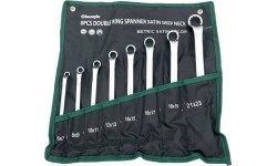 Double ended double deep offset ring spanner set 8pcs (6-23mm)