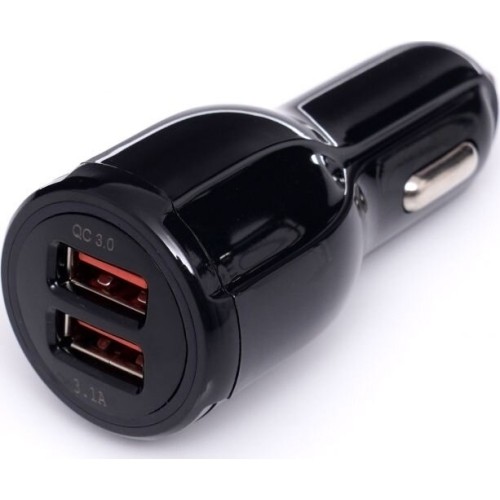 USB Įkroviklis automobiliui su greitu įkrovimu 12V/24V, 2x3.1A QC3.0
