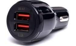 USB Įkroviklis automobiliui su greitu įkrovimu 12V/24V, 2x3.1A QC3.0