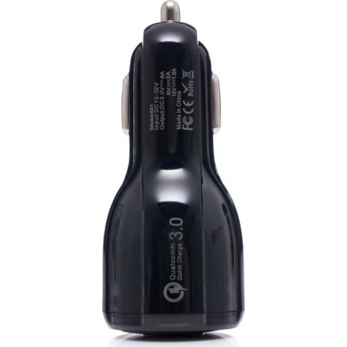 USB Įkroviklis automobiliui su greitu įkrovimu 12V/24V, 2x3.1A QC3.0