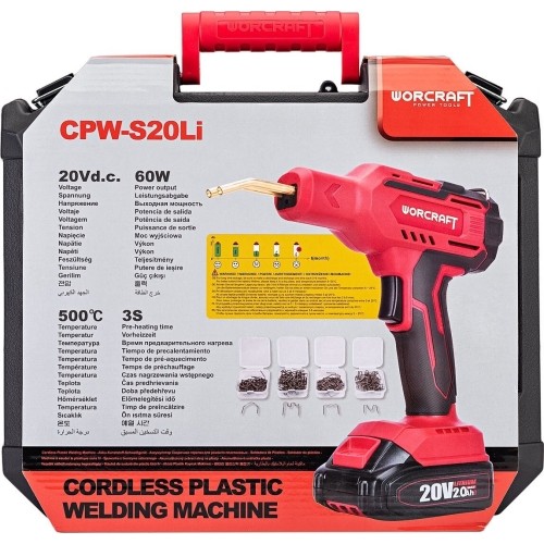 Akumuliatorinis plastiko suvirinimo aparatas plastikinėje dėžėje 20V LI-ION
