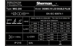 DIGIMIG 210 LCD DOUBLE PULSE synchronous inverter welder